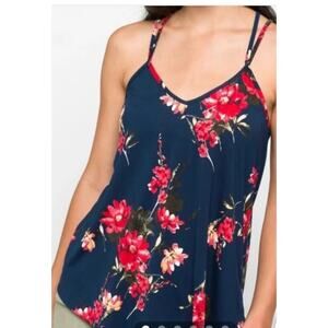 Papermoon Tank 2X Floral Cross Back Strap Blue New